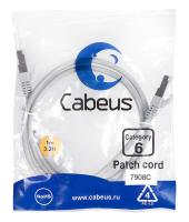 Патч-корд F/UTP кат.6 PC-FTP-RJ45-Cat.6-1m-LSZH 2xRJ45/8p8c экранир. LSZH 1м сер. Cabeus 7908c