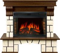 Royal Flame Каминокомплект Porto (Разборный) - Орех каньон/Белый камень с очагом Dioramic 25 LED FX