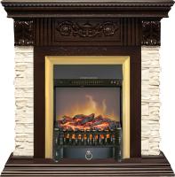 Royal Flame Каминокомплект Luxemburg (каменный) - Сланец/Темный дуб с очагом Fobos FX M Brass