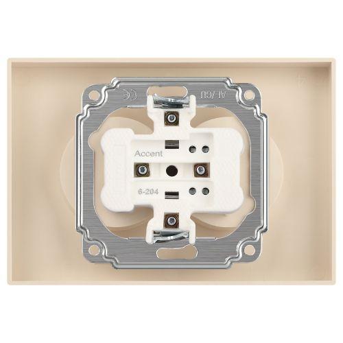 Розетка 2-м СП Accent 6-204-04 16А IP20 250В 2P AL/CU шампань Intro Б0063462