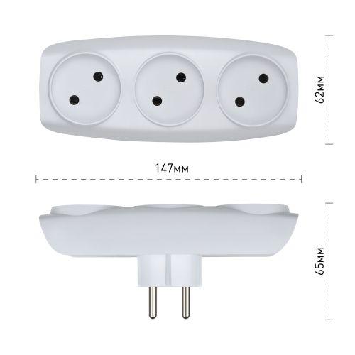 Разветвитель 3-м без заземл. 16А IP20 SP-3-W бел. Эра C0045527