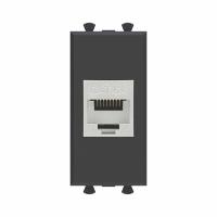 Розетка компьютерная 1мод. Avanti "Черный матовый" RJ45 кат.6A без шторок экранир. модульная механизм DKC 4412771