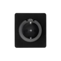 Розетка ROUND 1-ая с/з с/у, со шторками и крышкой 16А оникс KRANZ