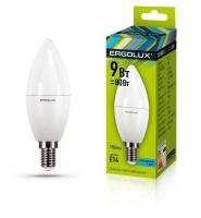 Лампа светодиодная LED-C35-9W-E14-4К 9Вт свеча 4000К нейтр. бел. E14 172-265В Ergolux 13168