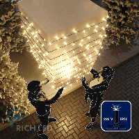 Светодиодная гирлянда Rich LED 10 м, 100 LED, 220 В, соединяемая, влагозащитный колпачок, теплая белая, мерцающая, черный провод,