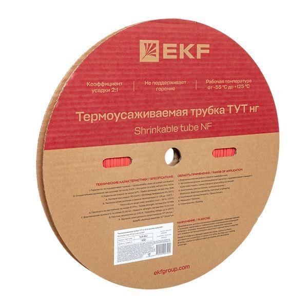 Трубка термоусадочная ТУТ нг 8/4 красн. (уп.100м) EKF tut-8-r
