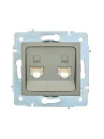 Розетка компьютерная 2-м СП ASTI IP20 RJ45 механизм платина. LEZARD 7081-3588-141