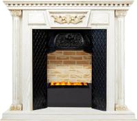 Dimplex Каминокомплект Olympia - Белый дуб, патина с золотом / Кирпич с очагом Cassette 400 LNH-INT PS (без дров)