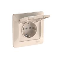 Розетка Glossa 16А IP20 с заземл. защ. шторки с крышкой быстрозажим. клем. в сборе беж. SE GSL000246S