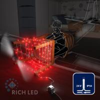 Светодиодная гирлянда Rich LED 10 м, 100 LED, 24 В, соединяемая, красная, белый провод,