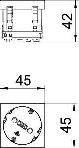 Розетка 1-м 1мод. STD-D3 SWGR1 16А 250В 33град. с заземл. защ. шторки черн. OBO 6120080