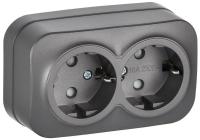 Розетка 2-м ОП GLORY РСш22-3-ХСм 16А с заземл. защ. шторки сталь матов. IEK ERH24-K46M-16