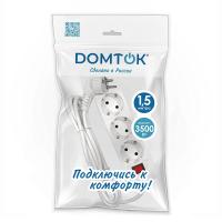 Удлинитель 3х1.5м с заземл. 16А IP20 3.5кВт ПВС 3х1 с выкл. бел. DOMTOK 2379