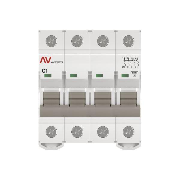 Выключатель автоматический модульный 4п C 1А 10кА AV-10 AVERES EKF mcb10-4-01C-av