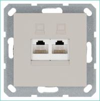 Розетка компьютерная 2-м RJ45 IP20 кат. 6 механизм тауп Jasmart G6108T