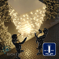 Светодиодная гирлянда Rich LED 10 м, 100 LED, 220 В, соединяемая, влагозащитный колпачок, теплая белая, мерцающая, прозрачный провод,