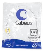 Патч-корд телефонный PC-TEL-RJ12-2m 2х6р4с PVC 2м бел. Cabeus 7889c