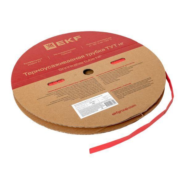 Трубка термоусадочная ТУТ нг 10/5 красн. (уп.100м) EKF tut-10-r