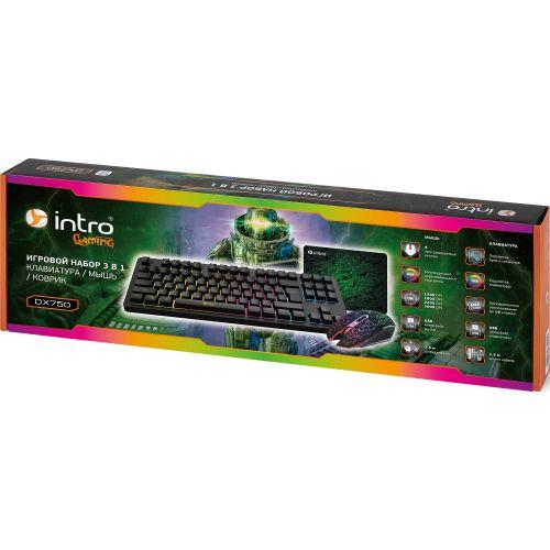 Комплект клавиатура и мышь DX750 игровые 1200-3600dpi + коврик черн. Intro Б0056140