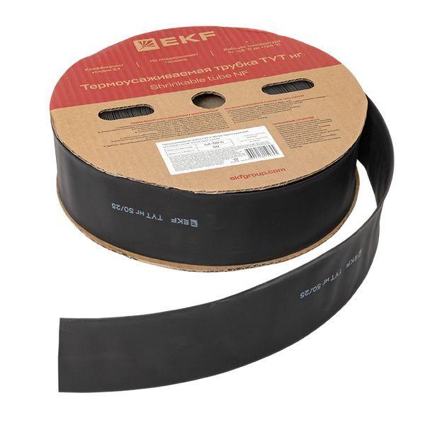 Трубка термоусадочная ТУТ нг 50/25 черн. (уп.50м) EKF tut-50-b