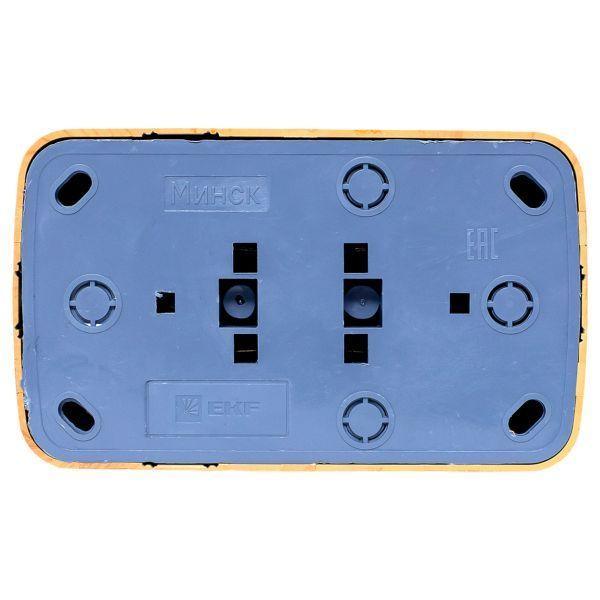 Розетка 2-м ОП Минск 16А IP20 с заземл. свет. дерево EKF EGR16-128-30