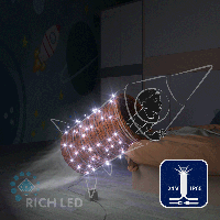 Светодиодная гирлянда Rich LED 10 м, 100 LED, 24В, соединяемая, влагозащитный колпачек, белая, мерцающая, белый провод,