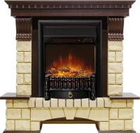 Royal Flame Каминокомплект Pierre Luxe - Темный дуб / Шампань с очагом Fobos FX M Black RC