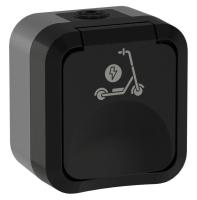 Розетка 1-м ОП TORS 16А IP55 TS121 с заземл. защ. шторки с крышкой с иконкой самокат графит IEK TS-R110-16-55-K53