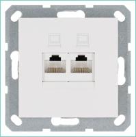 Розетка компьютерная 2-м RJ45 IP20 кат. 6 механизм бел. глянцевый Jasmart G6108W