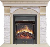 Royal Flame Каминокомплект Dublin - Слоновая кость с патиной / Сланец крем с очагом Majestic FX Black