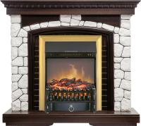 Royal Flame Каминокомплект Glasgow - Темный дуб / Белый с очагом Fobos FX M Brass