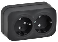 Розетка 2-м ОП GLORY РСш22-3-ХЧм 16А с заземл. защ. шторки черн. матов. IEK ERH24-K02M-16