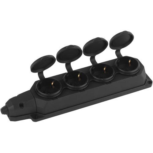 Колодка удлинителя 4-м с заземл. 16А IP44 K-4e-B-IP44 каучук черн. Эра Б0044546