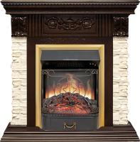 Royal Flame Каминокомплект Luxemburg (каменный) - Сланец/Темный дуб с очагом Majestic FX Brass
