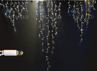 Светодиодная бахрома Rich LED длинная, 2.4*2.2 м, влагозащитный колпачок, мерцающая, теплая белая, белый провод,