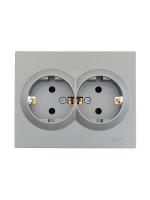 Розетка 2-м СП VESNA с заземл. со шторками ПБТ платина LEZARD 742-3500-178B