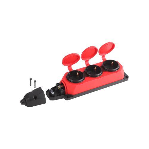 Колодка удлинителя 3-м с заземл. 16А IP44 K-3e-RED-IP44 каучук красн. Эра Б0044552