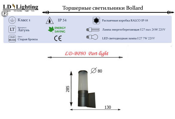 Светильник настенный LD-Lighting LD-BP80 PART-LIGHT