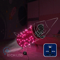 Светодиодная гирлянда Rich LED 10 м, 100 LED, 24 В, соединяемая, розовая, мерцающая, черный провод,