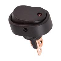 Выключатель клавишный овальный 12В 30А (3с) ON-OFF черный с красной LED-подсветкой REXANT