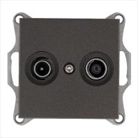 Розетка телевизионная оконечная TV + FM 2-м Ф9.5мм механизм мокко Jasmart G6204Z