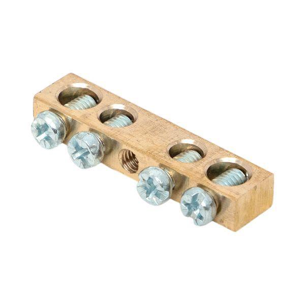 Шина PEN "ноль-земля" 6х9 4 отвер. латунь крепеж по центру розн. стикер PROxima EKF sn0-63-04-r