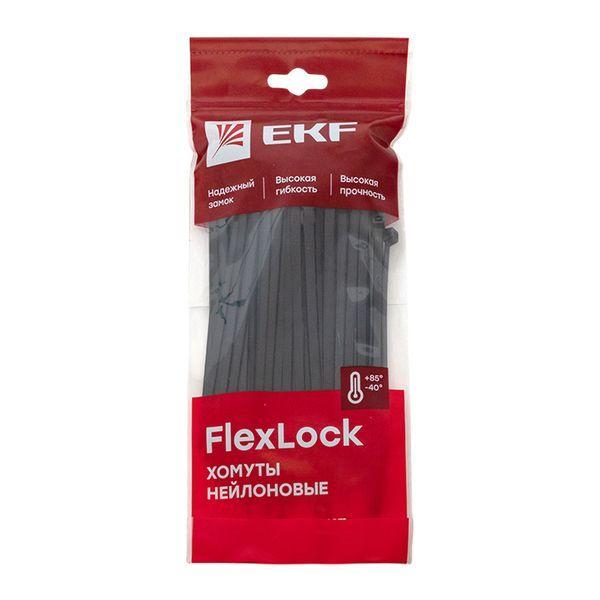 Хомут P6.6 7.6х200 FlexLock стандартный черн. (уп.100шт) PROxima EKF plc-fl-ctsb-7.6x200
