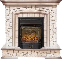 Royal Flame Каминокомплект Preston - Белый/Слоновая кость с патиной с очагом Majestic FX M Black RC