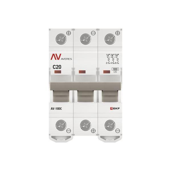 Выключатель автоматический 3п C 20А 10кА AV-10 DC AVERES EKF mcb10-DC-3-20C-av