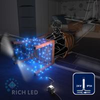 Светодиодная гирлянда Rich LED 10 м, 100 LED, 24 В, соединяемая, синяя, прозрачный провод