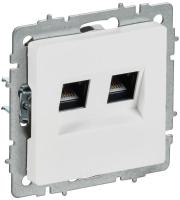 Розетка компьютерная 2-м СП BRITE РК11-2-БрАБ RJ45 кат.6 механизм арктич. бел. IEK BR-K20-2-K91