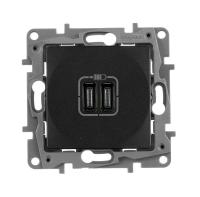 Устройство зарядное Etika с 2-мя USB разъемами C и C 240В/5В 3000мА антрацит IEK 672635