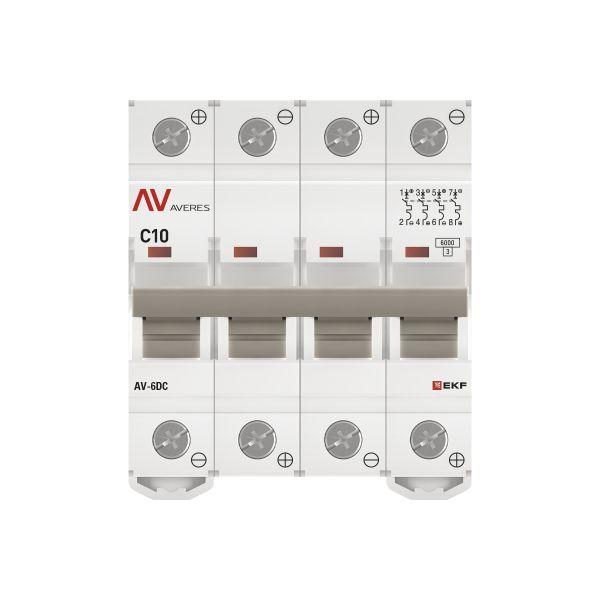 Выключатель автоматический модульный 4п C 10А 6кА AV-6 AVERES EKF mcb6-DC-4-10C-av