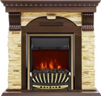 Royal Flame Каминокомплект Dublin угловой - Темный дуб / Сланец с очагом Aspen Gold